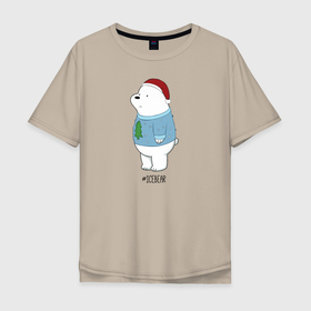Мужская футболка хлопок Oversize с принтом Icebear в Екатеринбурге, 100% хлопок | свободный крой, круглый ворот, “спинка” длиннее передней части | cartoon network | icebear | vdkimel | we bare bears | белый | вся правда о медведях