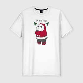 Мужская футболка хлопок Slim с принтом Im not cute! в Тюмени, 92% хлопок, 8% лайкра | приталенный силуэт, круглый вырез ворота, длина до линии бедра, короткий рукав | cartoon network | panda | vdkimel | we bare bears | вся правда о медведях | панда