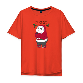 Мужская футболка хлопок Oversize с принтом Im not cute! в Петрозаводске, 100% хлопок | свободный крой, круглый ворот, “спинка” длиннее передней части | cartoon network | panda | vdkimel | we bare bears | вся правда о медведях | панда