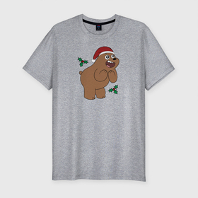Мужская футболка хлопок Slim с принтом Grizz в Санкт-Петербурге, 92% хлопок, 8% лайкра | приталенный силуэт, круглый вырез ворота, длина до линии бедра, короткий рукав | cartoon network | grizz | vdkimel | we bare bears | вся правда о медведях | гризли