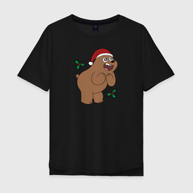 Мужская футболка хлопок Oversize с принтом Grizz в Екатеринбурге, 100% хлопок | свободный крой, круглый ворот, “спинка” длиннее передней части | cartoon network | grizz | vdkimel | we bare bears | вся правда о медведях | гризли