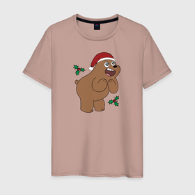 Мужская футболка хлопок с принтом Grizz в Белгороде, 100% хлопок | прямой крой, круглый вырез горловины, длина до линии бедер, слегка спущенное плечо. | cartoon network | grizz | vdkimel | we bare bears | вся правда о медведях | гризли