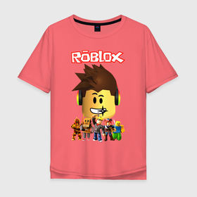 Мужская футболка хлопок Oversize с принтом ROBLOX в Тюмени, 100% хлопок | свободный крой, круглый ворот, “спинка” длиннее передней части | piggy | roblox | roblox games | roblox piggy | игра роблокс | пигги. | роблокс | роблокс пигги | робукс
