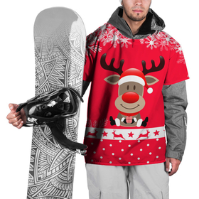 Накидка на куртку 3D с принтом Олень с подарком в Санкт-Петербурге, 100% полиэстер |  | 2021 | new year | деда мороза | к нам приходит | клауса | костюм | новогодний | новый год | праздник | рождество | рудольф | санты | снег | снежинки | снежок | узор