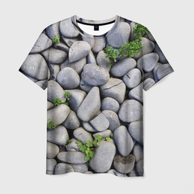 Мужская футболка 3D с принтом Камни в Кировске, 100% полиэфир | прямой крой, круглый вырез горловины, длина до линии бедер | Тематика изображения на принте: абстрактно | абстрактные | абстрактный | абстракция | галька | каменные | каменный | камень | камни | камушки | клевер | природа | растения