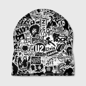 Шапка 3D с принтом Rock Band Logos в Новосибирске, 100% полиэстер | универсальный размер, печать по всей поверхности изделия | ac dc | linkin park | music | queen | radiohead | rock | rock band logos | линкин парк | музыка | ретро | рок группа | элвис