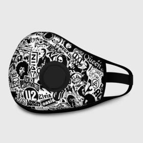 Маска из неопрена с принтом Rock Band Logos в Ухте, неопрен 100% | Форма огибающая нос. Резинки для ушей с дополнительной резинкой на затылке. Клапан для выдоха для активного дыхания при занятиях спортом. Эластичный материал маски и окантовки для лучшего растяжения и прилегания маски.  | ac dc | linkin park | music | queen | radiohead | rock | rock band logos | линкин парк | музыка | ретро | рок группа | элвис