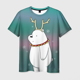 Мужская футболка 3D с принтом Icebear в Санкт-Петербурге, 100% полиэфир | прямой крой, круглый вырез горловины, длина до линии бедер | cartoon network | icebear | vdkimel | we bare bears | белый | вся правда о медведях