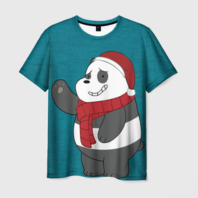 Мужская футболка 3D с принтом Panda в Курске, 100% полиэфир | прямой крой, круглый вырез горловины, длина до линии бедер | cartoon network | panda | vdkimel | we bare bears | вся правда о медведях | панда