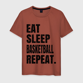 Мужская футболка хлопок с принтом EAT SLEEP BASKETBALL REPEAT , 100% хлопок | прямой крой, круглый вырез горловины, длина до линии бедер, слегка спущенное плечо. | Тематика изображения на принте: basketball | bulls.miami | cavaliers | chicago | cleveland | clippers | eat | lakers | los angeles | nba | repeat | sleep | sport | sports | баскетбол | нба | спорт