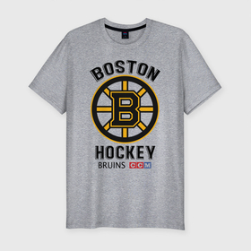 Мужская футболка хлопок Slim с принтом BOSTON BRUINS NHL в Екатеринбурге, 92% хлопок, 8% лайкра | приталенный силуэт, круглый вырез ворота, длина до линии бедра, короткий рукав | black | boston | bruins | hockey | ice | logo | nhl | sport | usa | бостон | брюинз | кубок | логотип | нхл | спорт | стэнли | хоккей