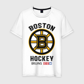 Мужская футболка хлопок с принтом BOSTON BRUINS NHL в Белгороде, 100% хлопок | прямой крой, круглый вырез горловины, длина до линии бедер, слегка спущенное плечо. | black | boston | bruins | hockey | ice | logo | nhl | sport | usa | бостон | брюинз | кубок | логотип | нхл | спорт | стэнли | хоккей