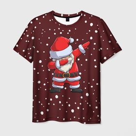 Мужская футболка 3D с принтом Dab Santa в Санкт-Петербурге, 100% полиэфир | прямой крой, круглый вырез горловины, длина до линии бедер | claus | happy new year | merry christmas | santa | snowman | дед мороз | елка | клаус | новый год | рождество | с новым годом | санта | снеговик