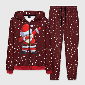 Мужской костюм 3D с принтом Dab-Santa в Тюмени, 100% полиэстер | Манжеты и пояс оформлены тканевой резинкой, двухслойный капюшон со шнурком для регулировки, карманы спереди | claus | happy new year | merry christmas | santa | snowman | дед мороз | елка | клаус | новый год | рождество | с новым годом | санта | снеговик
