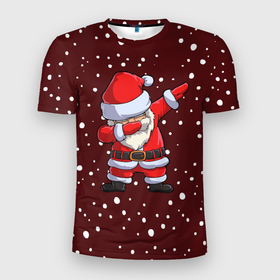 Мужская футболка 3D спортивная с принтом Dab Santa в Петрозаводске, 100% полиэстер с улучшенными характеристиками | приталенный силуэт, круглая горловина, широкие плечи, сужается к линии бедра | Тематика изображения на принте: claus | happy new year | merry christmas | santa | snowman | дед мороз | елка | клаус | новый год | рождество | с новым годом | санта | снеговик