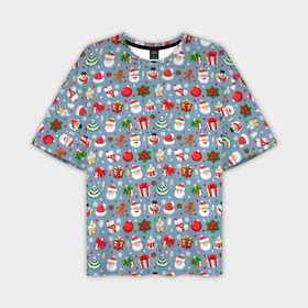Мужская футболка OVERSIZE 3D с принтом Новый Год ,  |  | Тематика изображения на принте: christmas | merry christmas | дед мороз | ёлка | елочные шары | игрушки | новый год | подарок | праздник | рождество | с новым годом | санта клаус | снежинки | украшения
