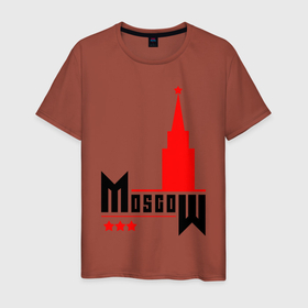 Мужская футболка хлопок с принтом Moscow , 100% хлопок | прямой крой, круглый вырез горловины, длина до линии бедер, слегка спущенное плечо. | moscow | города | москва | путешествие | россия