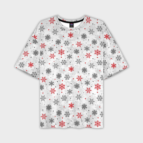 Мужская футболка OVERSIZE 3D с принтом Снежинки ,  |  | merry christmas | дед мороз | ёлка | зима | мороз | новый год | подарок | праздник | рождество | с новым годом | санта клаус | снег | снеговик | снегурочка | снежинки | снежные узоры | узоры