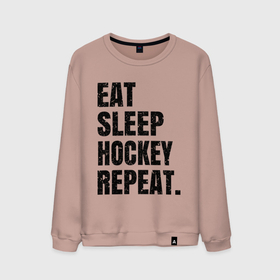 Мужской свитшот хлопок с принтом EAT SLEEP HOCKEY REPEAT в Тюмени, 100% хлопок |  | boston | bruins | capitals | detroit | eat | eat sleep hockey repeat | hockey | nhl | penguins | pittsburgh | red wings | repeat | sleep | washington | вашингтон кэпиталз | нхл | питтсбург пингвинз | хокей | хоккей