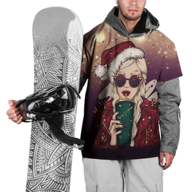 Накидка на куртку 3D с принтом Снегурка в Тюмени, 100% полиэстер |  | new year | арт | графика | дед мороз | зима | новый год | рождество | санта | снегурочка