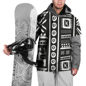 Накидка на куртку 3D с принтом Этнический узор в Екатеринбурге, 100% полиэстер |  | ацтеки | индийский | народный | узор | черно белый | этника | этнический | этно