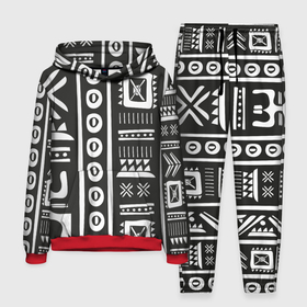 Мужской костюм 3D (с толстовкой) с принтом Этнический узор в Тюмени,  |  | Тематика изображения на принте: ацтеки | индийский | народный | узор | черно белый | этника | этнический | этно