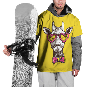 Накидка на куртку 3D с принтом Жираф в Тюмени, 100% полиэстер |  | бабочка | винтаж | графика | жираф | очки | ретро | рисунок | сердечки | хипстер