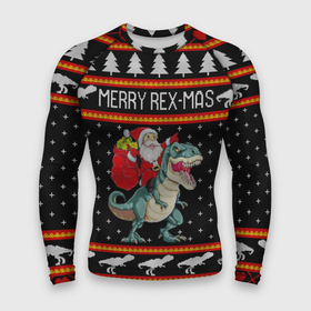 Мужской рашгард 3D с принтом Merry Rex mas ,  |  | 2020 | 2021 | christmas | dino | happy | merry | new year | rex | santa | sweater | t rex | ugly christmas | динозавр | зима | новогодний | новогодняя | новый год | рождественский | рождественский свитер | рождество | санта | свитер | снег