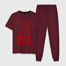 Мужская пижама хлопок с принтом Секс машина в Белгороде, 100% хлопок | брюки и футболка прямого кроя, без карманов, на брюках мягкая резинка на поясе и по низу штанин
 | надписи | приколы | юмор