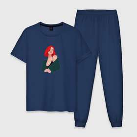 Мужская пижама хлопок с принтом принт Алена Швец , 100% хлопок | брюки и футболка прямого кроя, без карманов, на брюках мягкая резинка на поясе и по низу штанин
 | алёнашвец | девушка | музыка | певица | фан арт | цифровой рисунок
