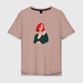 Мужская футболка хлопок Oversize с принтом принт Алена Швец в Белгороде, 100% хлопок | свободный крой, круглый ворот, “спинка” длиннее передней части | алёнашвец | девушка | музыка | певица | фан арт | цифровой рисунок