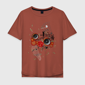Мужская футболка хлопок Oversize с принтом музыка в Курске, 100% хлопок | свободный крой, круглый ворот, “спинка” длиннее передней части | музыка | ноты | ритм | рок | стерео