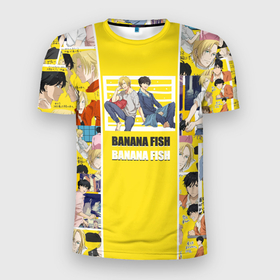 Мужская футболка 3D спортивная с принтом BANANA FISH в Екатеринбурге, 100% полиэстер с улучшенными характеристиками | приталенный силуэт, круглая горловина, широкие плечи, сужается к линии бедра | banana fish | аниме | банановая рыба | эйджи окумуры | эш линкс