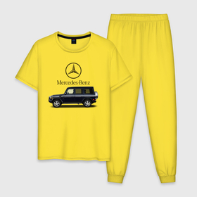 Мужская пижама хлопок с принтом G55 в Санкт-Петербурге, 100% хлопок | брюки и футболка прямого кроя, без карманов, на брюках мягкая резинка на поясе и по низу штанин
 | avto | car | germany | v8 | машина | скорость