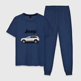 Мужская пижама хлопок с принтом Jeep в Екатеринбурге, 100% хлопок | брюки и футболка прямого кроя, без карманов, на брюках мягкая резинка на поясе и по низу штанин
 | america | avto | car | v8 | машина | скорость