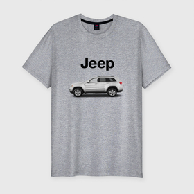 Мужская футболка хлопок Slim с принтом Jeep в Екатеринбурге, 92% хлопок, 8% лайкра | приталенный силуэт, круглый вырез ворота, длина до линии бедра, короткий рукав | Тематика изображения на принте: america | avto | car | v8 | машина | скорость