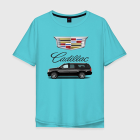 Мужская футболка хлопок Oversize с принтом Cadillac , 100% хлопок | свободный крой, круглый ворот, “спинка” длиннее передней части | Тематика изображения на принте: america | avto | cadillac | car | v8 | машина | скорость