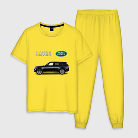 Мужская пижама хлопок с принтом Land Rover в Курске, 100% хлопок | брюки и футболка прямого кроя, без карманов, на брюках мягкая резинка на поясе и по низу штанин
 | america | avto | cadillac | car | v8 | машина | скорость