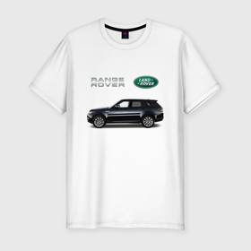 Мужская футболка хлопок Slim с принтом Land Rover в Петрозаводске, 92% хлопок, 8% лайкра | приталенный силуэт, круглый вырез ворота, длина до линии бедра, короткий рукав | america | avto | cadillac | car | v8 | машина | скорость