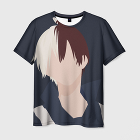 Мужская футболка 3D с принтом Шото Тодороки силуэт в Санкт-Петербурге, 100% полиэфир | прямой крой, круглый вырез горловины, длина до линии бедер | аниме | моя геройская академия