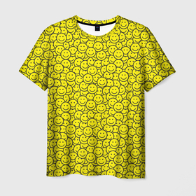 Мужская футболка 3D с принтом Смайлики в Петрозаводске, 100% полиэфир | прямой крой, круглый вырез горловины, длина до линии бедер | emoji | emoticons | smile | знак | колобок | позитив | рожица | символ | смайл | смайлики | улыбка | эмодзи