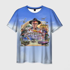 Мужская футболка 3D с принтом GTAO: The Cayo Perico Heist , 100% полиэфир | прямой крой, круглый вырез горловины, длина до линии бедер | auto | cayo perico | game | grand | gta | gta5 | los santos | online | rockstar | theft | гта | гта5 | игра | лос сантос | майкл | онлайн | рокстар | тревор | франклин