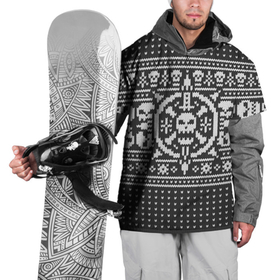 Накидка на куртку 3D с принтом Свитер с черепами в Тюмени, 100% полиэстер |  | warhammer | вязанный | пират | пиратский | рождественский | свитер | скелет | череп