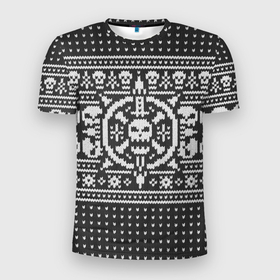 Мужская футболка 3D спортивная с принтом Свитер с черепами в Екатеринбурге, 100% полиэстер с улучшенными характеристиками | приталенный силуэт, круглая горловина, широкие плечи, сужается к линии бедра | warhammer | вязанный | пират | пиратский | рождественский | свитер | скелет | череп