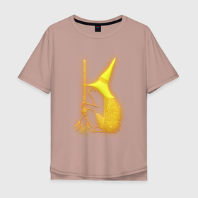 Мужская футболка хлопок Oversize с принтом Золотой ежик в Курске, 100% хлопок | свободный крой, круглый ворот, “спинка” длиннее передней части | дикие звери | еж | ежата | ежик | ежиха | животные | золото | лесные животные