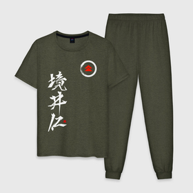 Мужская пижама хлопок с принтом Ghost of Tsushima в Новосибирске, 100% хлопок | брюки и футболка прямого кроя, без карманов, на брюках мягкая резинка на поясе и по низу штанин
 | ghost of tsushima | samurai | игры | призрак цусимы | самурай | япония