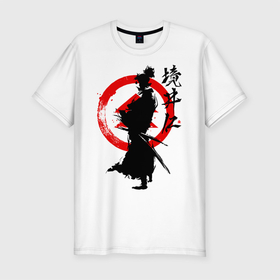 Мужская футболка хлопок Slim с принтом Ghost of Tsushima в Тюмени, 92% хлопок, 8% лайкра | приталенный силуэт, круглый вырез ворота, длина до линии бедра, короткий рукав | ghost of tsushima | samurai | игры | призрак цусимы | самурай | япония