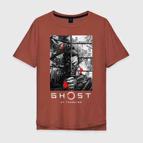 Мужская футболка хлопок Oversize с принтом Ghost of Tsushima в Санкт-Петербурге, 100% хлопок | свободный крой, круглый ворот, “спинка” длиннее передней части | ghost of tsushima | samurai | игры | призрак цусимы | самурай | япония