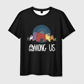 Мужская футболка 3D с принтом AMONG US в Тюмени, 100% полиэфир | прямой крой, круглый вырез горловины, длина до линии бедер | among us | impostor | амонг ас | игра | космический | космический корабль | космонавт | космос | мем | предатель | среди нас | экшен