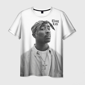 Мужская футболка 3D с принтом 2pac Thug Life , 100% полиэфир | прямой крой, круглый вырез горловины, длина до линии бедер | 2pac shakur | only god can judge me | thug life | крест | крылья